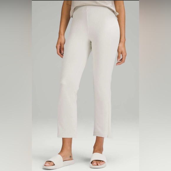 lululemon athletica Pants - NWOT Lululemon Ribbed Softstreme Zip-Leg High-Rise Cropped Pants 25" Bone